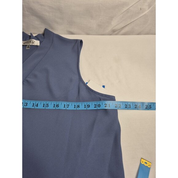 Kasper Women's Blouse Top Size XL Petite Sleeveless Tie-Neck Blue Heron (58) - Picture 5 of 10